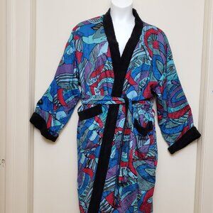State O Maine Vintage Batik 100% Cotton Robe One Size Fits Most Colorful Unique!
